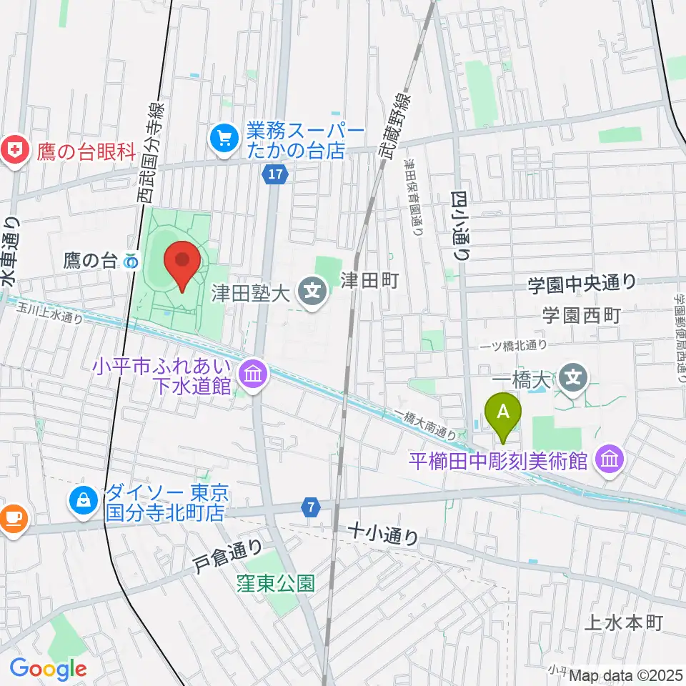 小平市民総合体育館周辺のホテル一覧地図