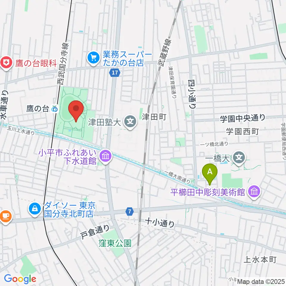 小平市民総合体育館周辺のホテル一覧地図