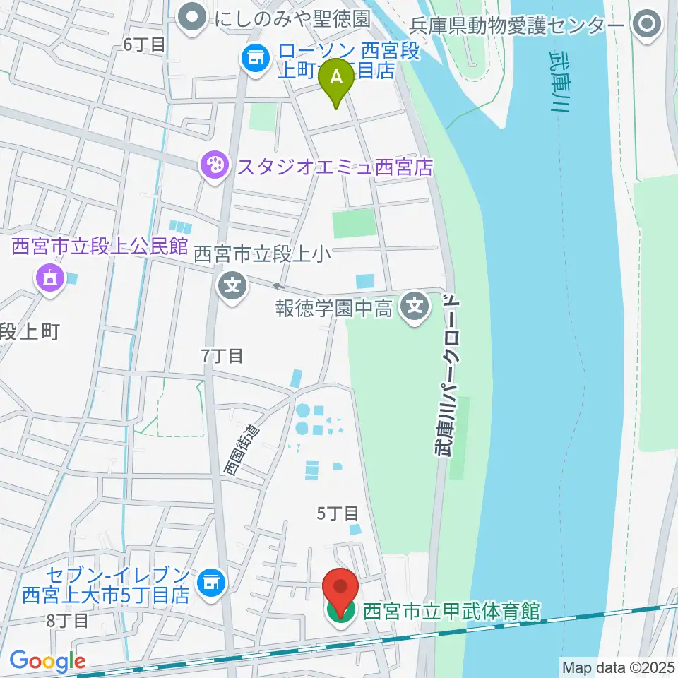 西宮市甲武体育館周辺のホテル一覧地図