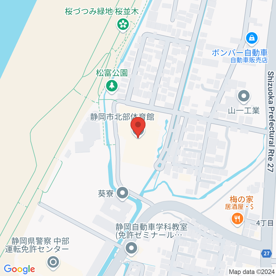 静岡市北部体育館周辺のホテル一覧地図