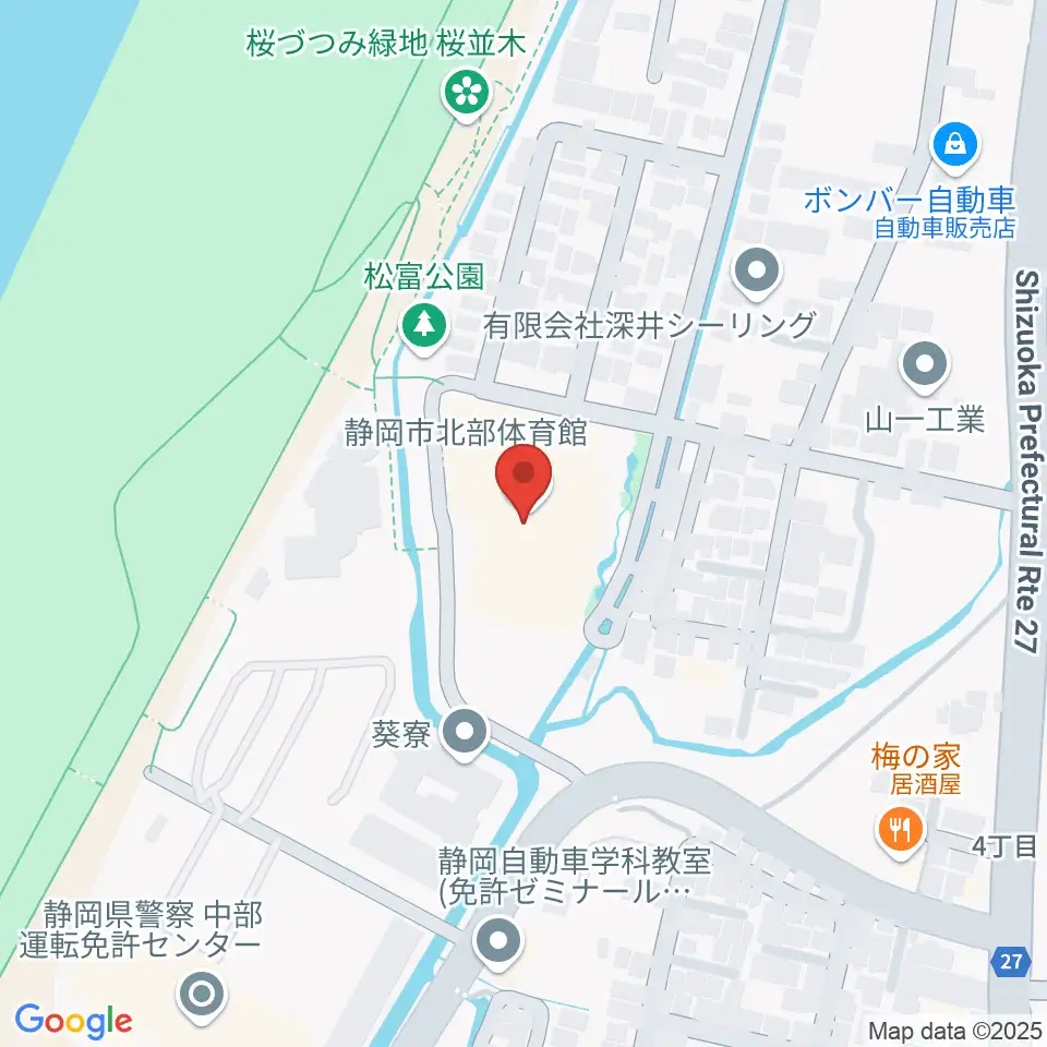 静岡市北部体育館周辺のホテル一覧地図