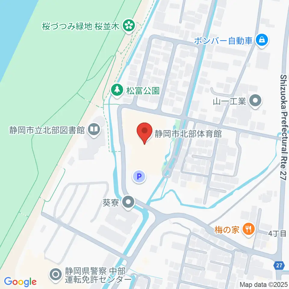 静岡市北部体育館周辺のホテル一覧地図