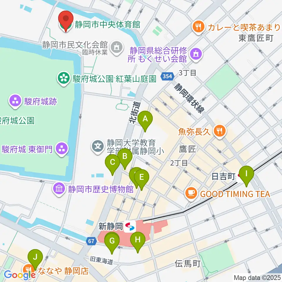 静岡市中央体育館周辺のホテル一覧地図