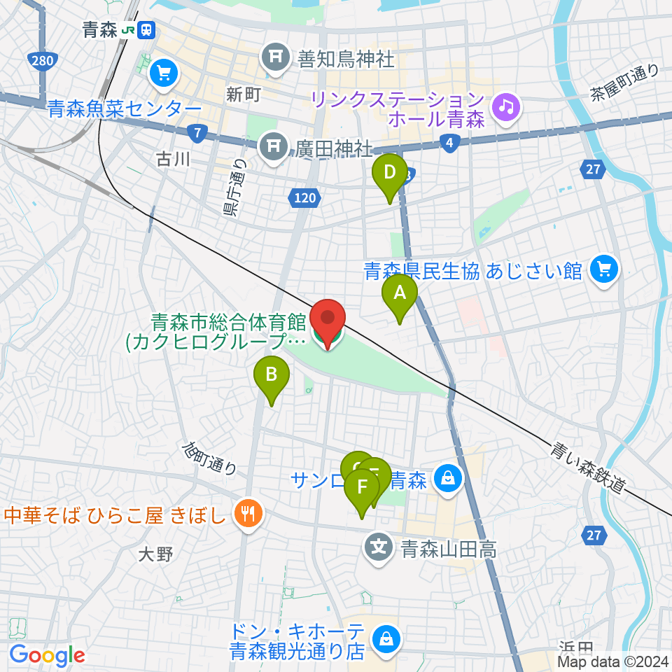 カクヒログループスーパーアリーナ周辺のホテル一覧地図