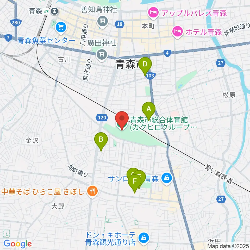 カクヒログループスーパーアリーナ周辺のホテル一覧地図