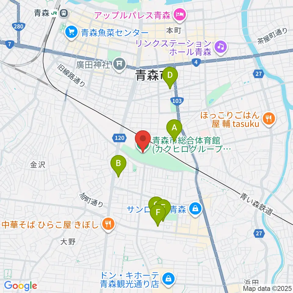 カクヒログループスーパーアリーナ周辺のホテル一覧地図