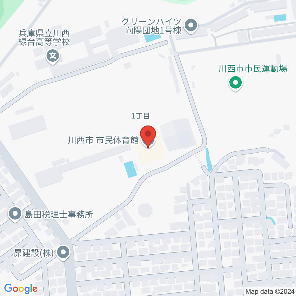 川西市市民体育館周辺のホテル一覧地図