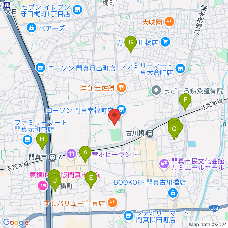 門真市立総合体育館周辺のホテル一覧地図