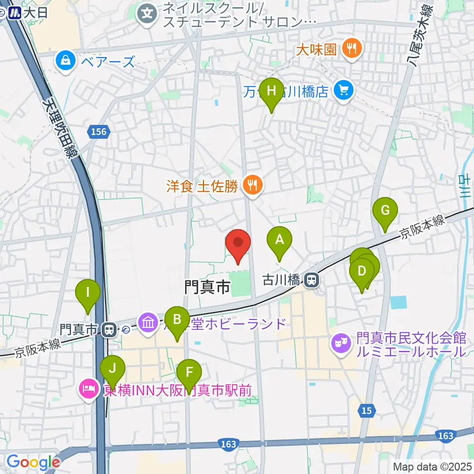 門真市立総合体育館周辺のホテル一覧地図