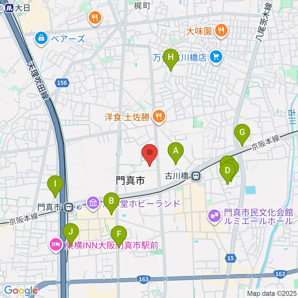 門真市立総合体育館周辺のホテル一覧地図