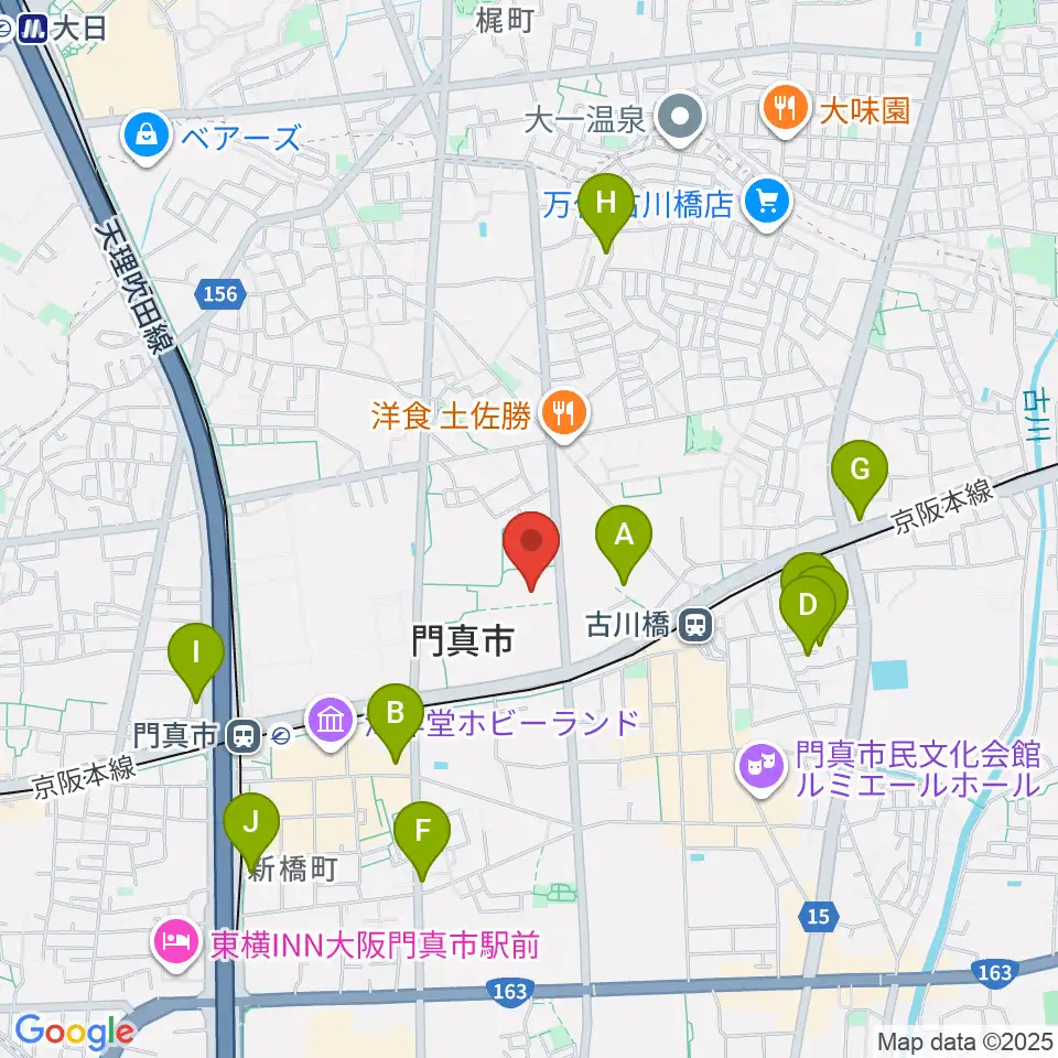 門真市立総合体育館周辺のホテル一覧地図