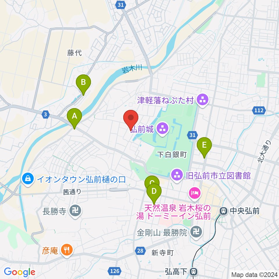 弘前市民体育館周辺のホテル一覧地図