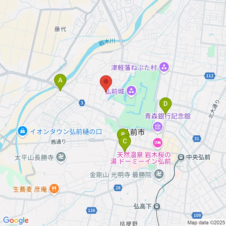 弘前市民体育館周辺のホテル一覧地図