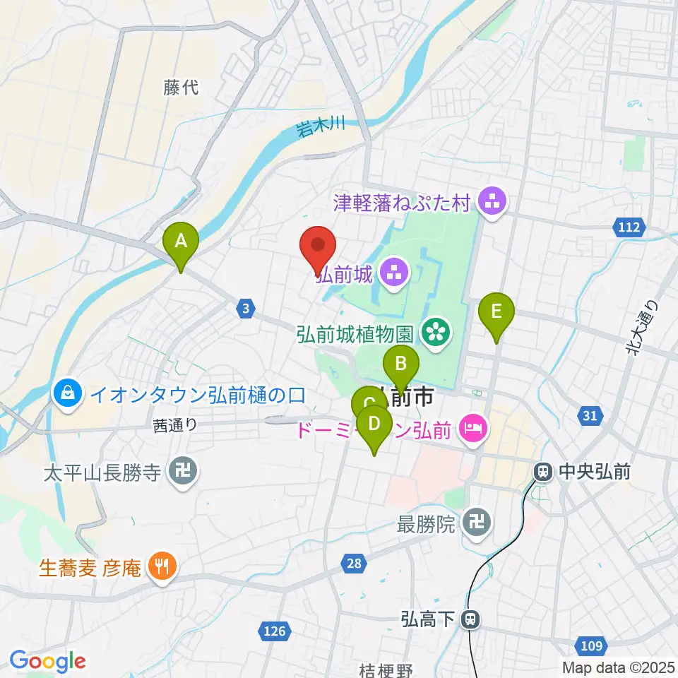 弘前市民体育館周辺のホテル一覧地図