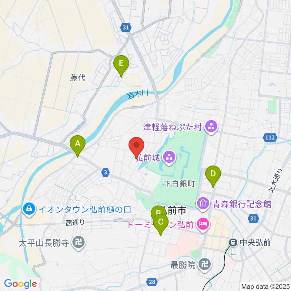 弘前市民体育館周辺のホテル一覧地図