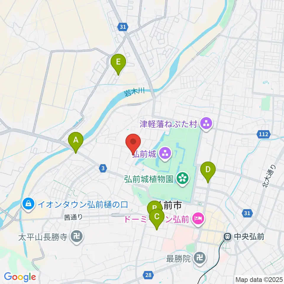弘前市民体育館周辺のホテル一覧地図