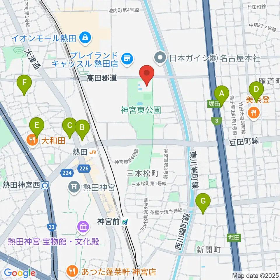 名古屋市体育館周辺のホテル一覧地図