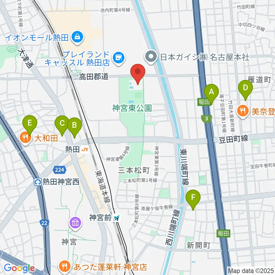 名古屋市体育館周辺のホテル一覧地図