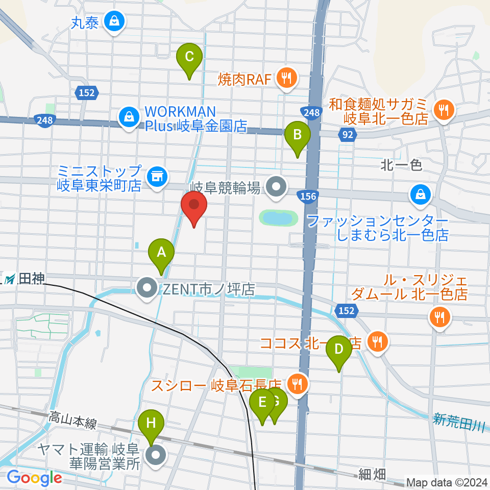 岐阜市民総合体育館周辺のホテル一覧地図