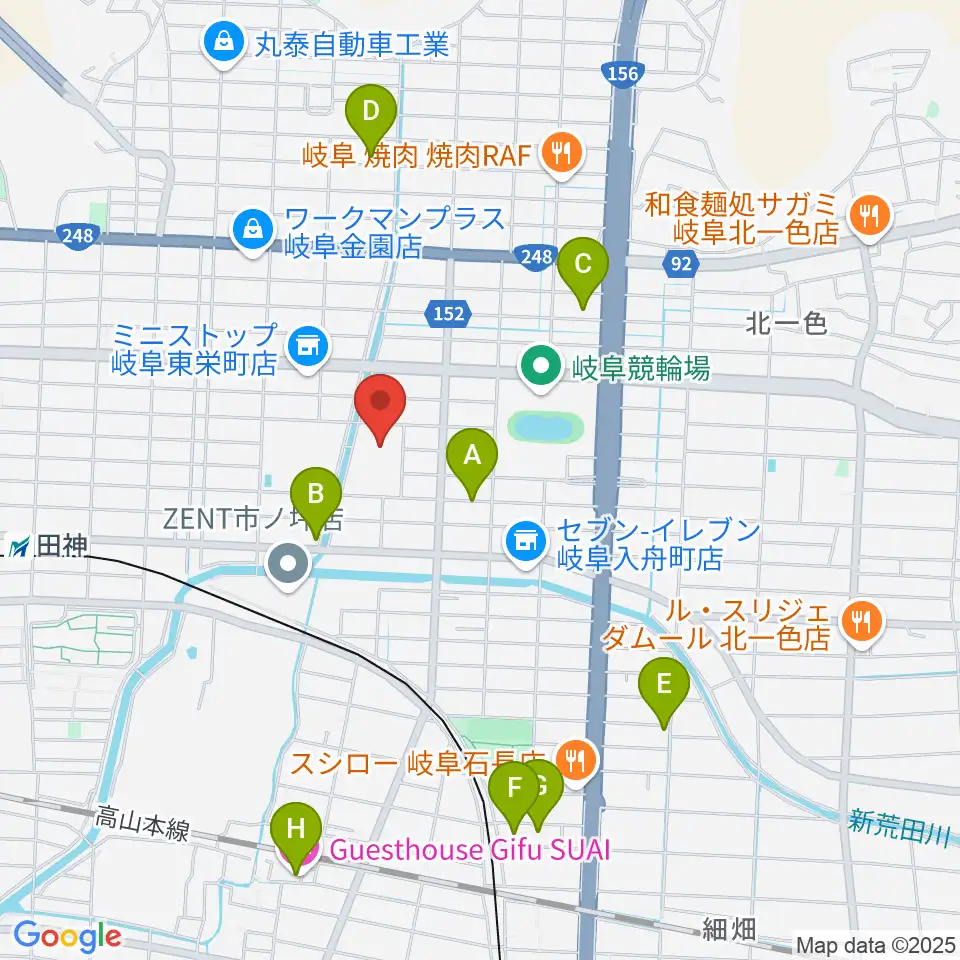 岐阜市民総合体育館周辺のホテル一覧地図