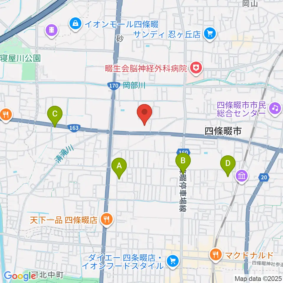 四條畷市立市民総合体育館サン・アリーナ25周辺のホテル一覧地図