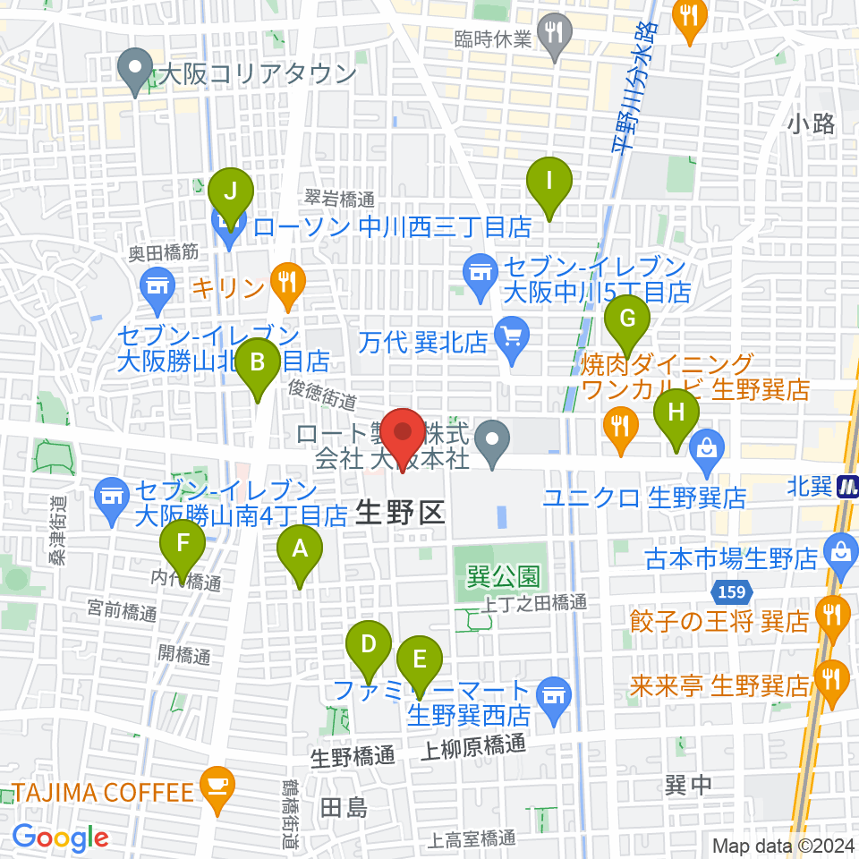 大阪市立生野スポーツセンター周辺のホテル一覧地図