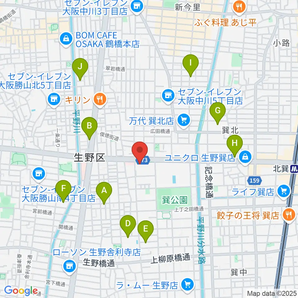 大阪市立生野スポーツセンター周辺のホテル一覧地図