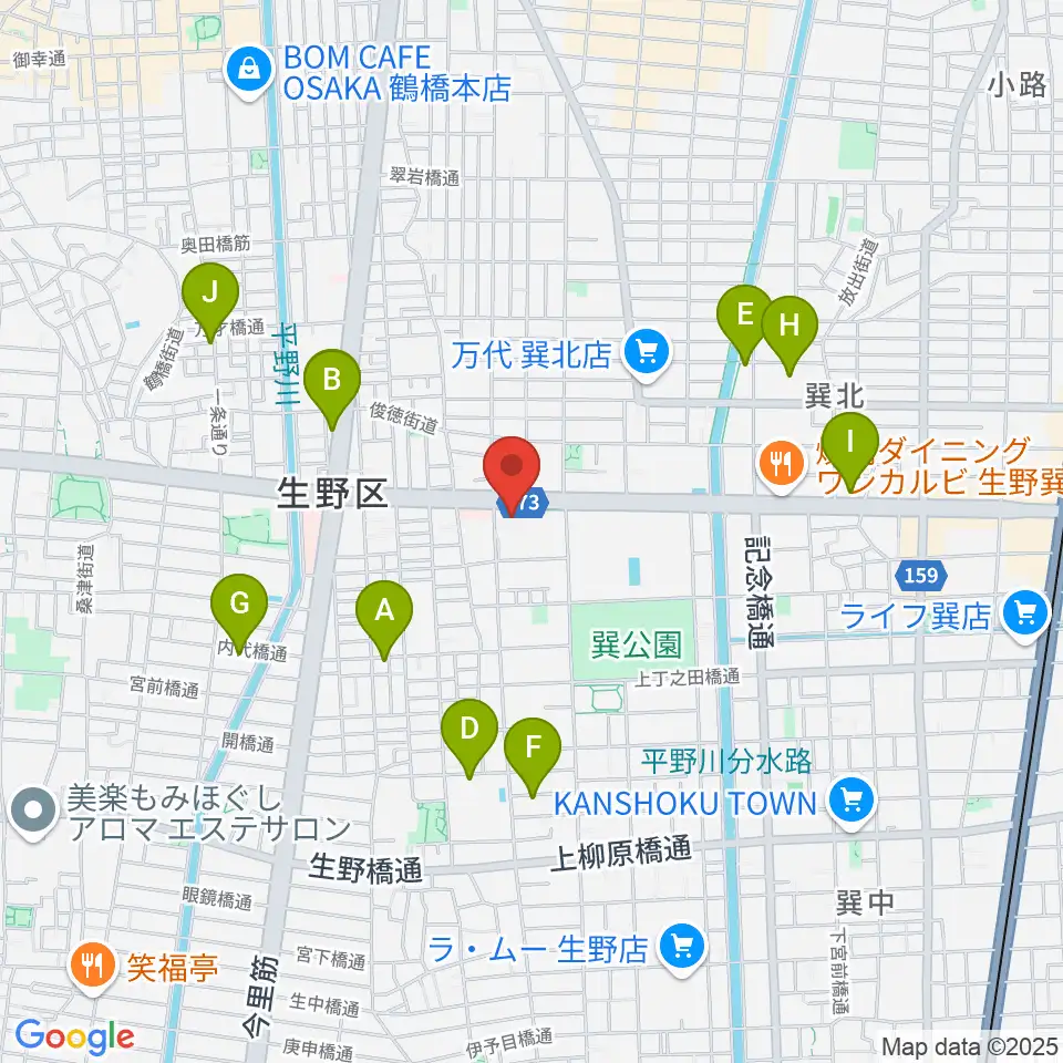 大阪市立生野スポーツセンター周辺のホテル一覧地図