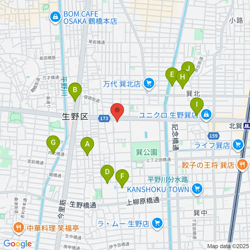 大阪市立生野スポーツセンター周辺のホテル一覧地図