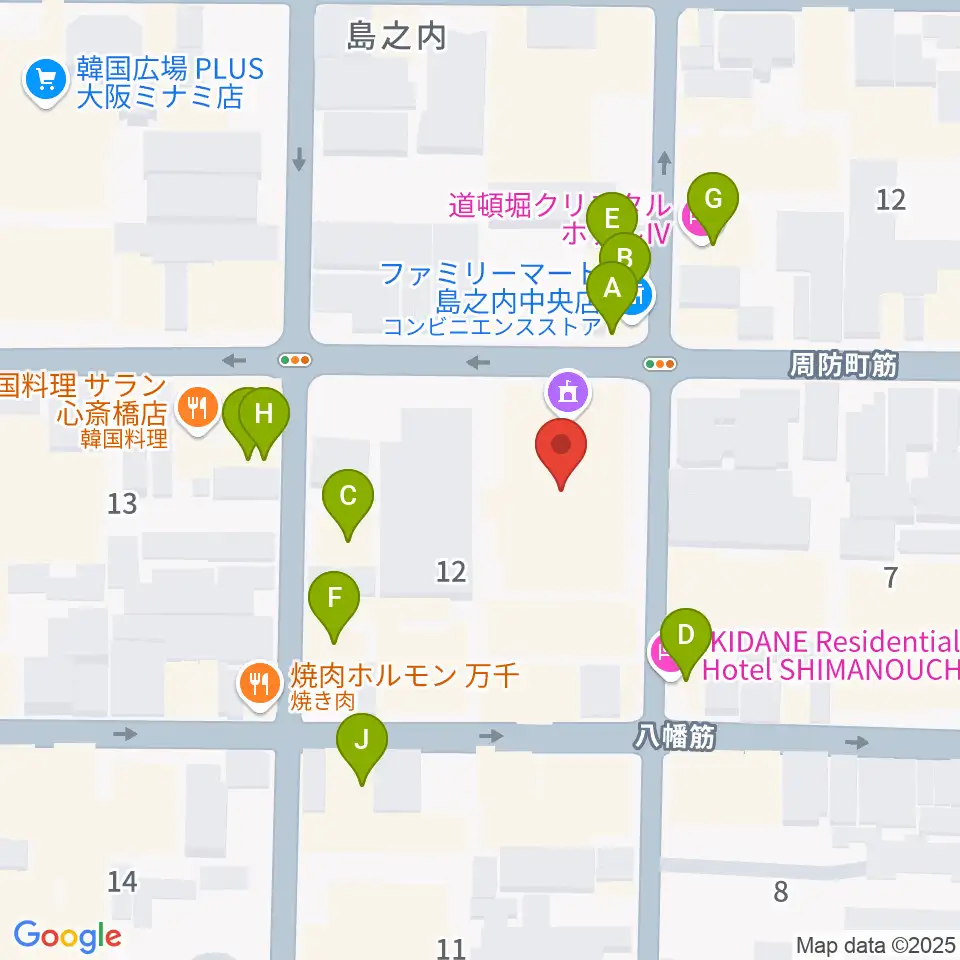 大阪市立中央スポーツセンター周辺のホテル一覧地図