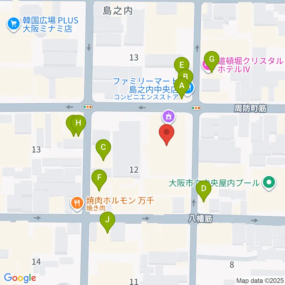大阪市立中央スポーツセンター周辺のホテル一覧地図