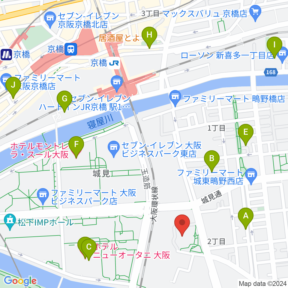 大阪市立城東スポーツセンター周辺のホテル一覧地図