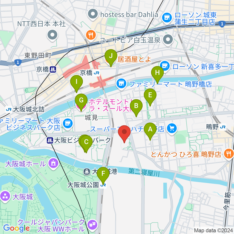 大阪市立城東スポーツセンター周辺のホテル一覧地図