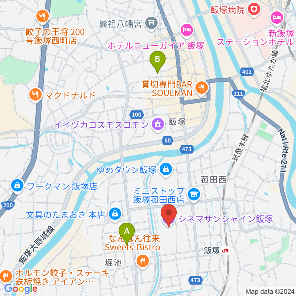 シネマサンシャイン飯塚周辺のホテル一覧地図