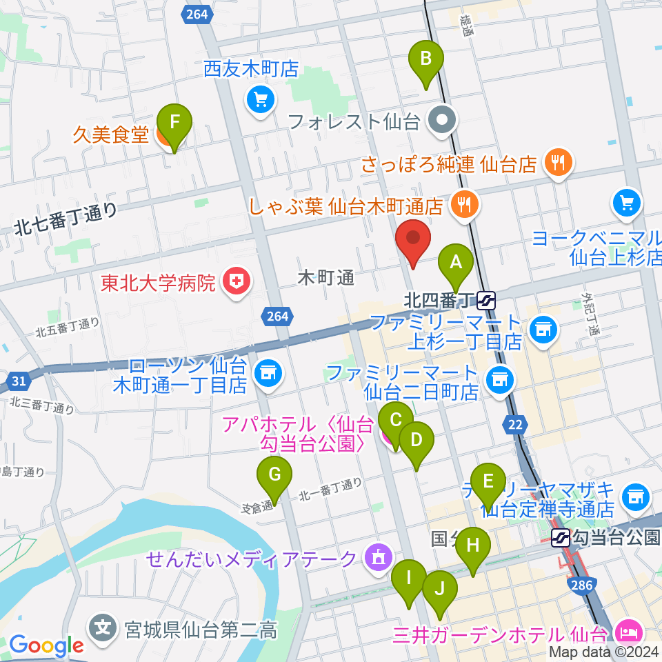 フォーラム仙台周辺のホテル一覧地図