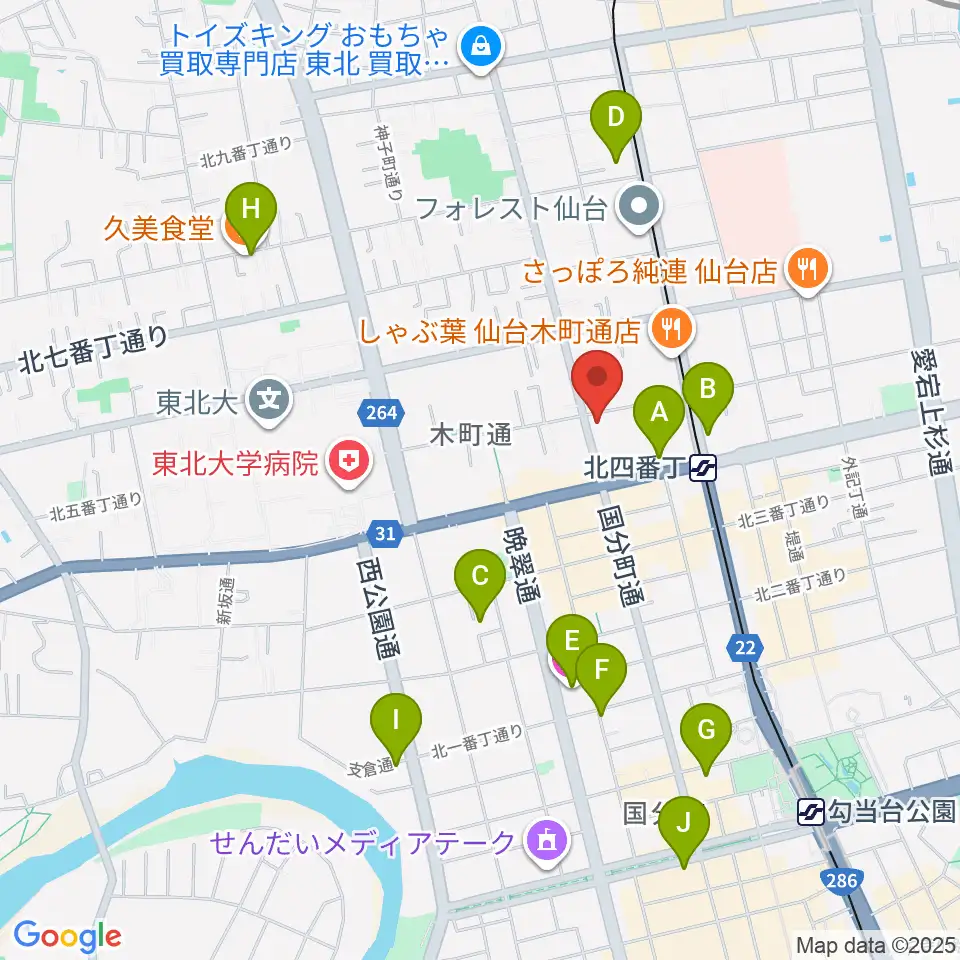 フォーラム仙台周辺のホテル一覧地図