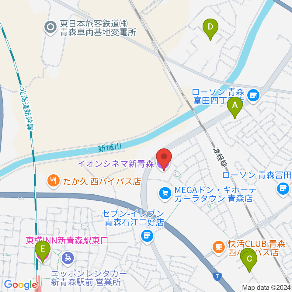 イオンシネマ新青森周辺のホテル一覧地図