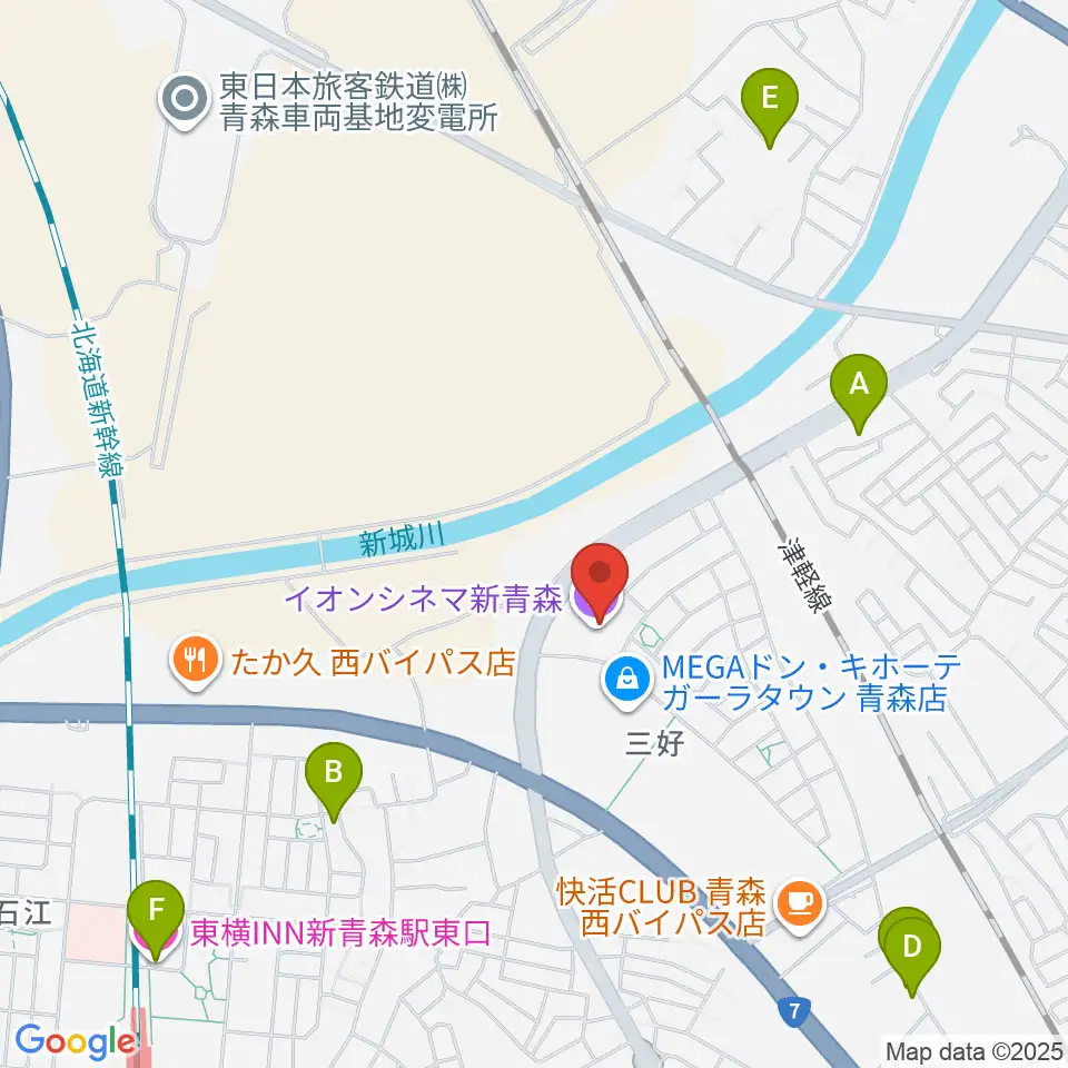 イオンシネマ新青森周辺のホテル一覧地図