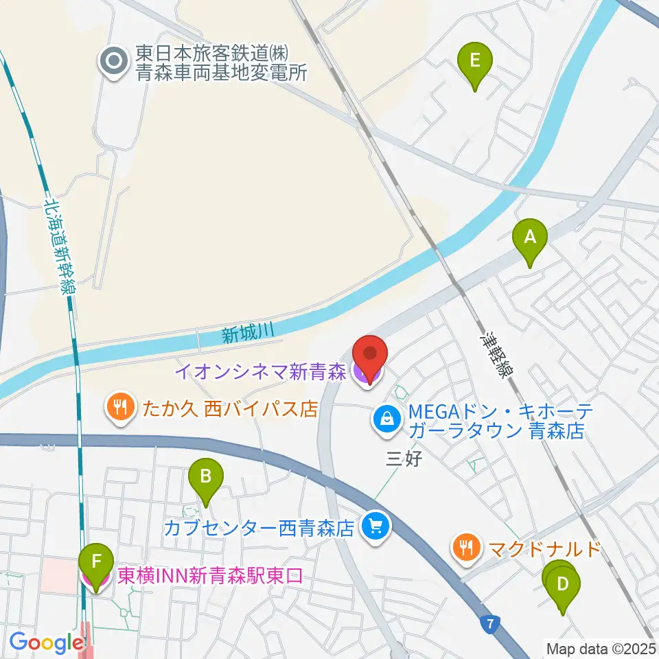 イオンシネマ新青森周辺のホテル一覧地図