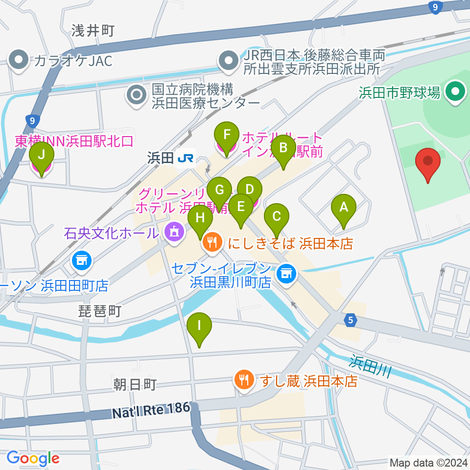 島根県立石見武道館周辺のホテル一覧地図