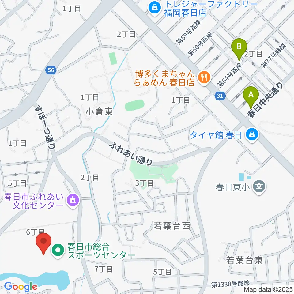 春日市総合スポーツセンター周辺のホテル一覧地図