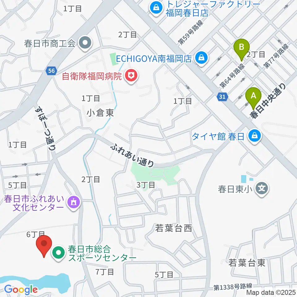 春日市総合スポーツセンター周辺のホテル一覧地図