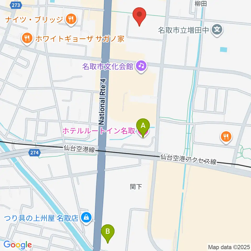 名取市民体育館周辺のホテル一覧地図