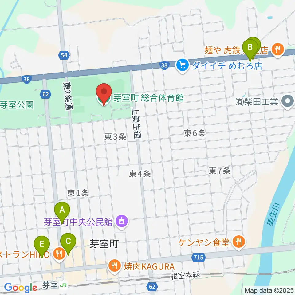 芽室町総合体育館周辺のホテル一覧地図