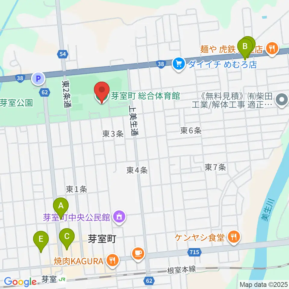 芽室町総合体育館周辺のホテル一覧地図
