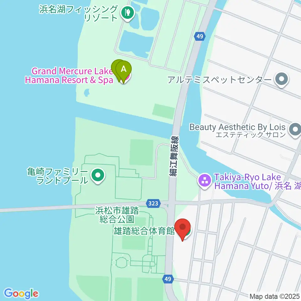 雄踏総合体育館周辺のホテル一覧地図