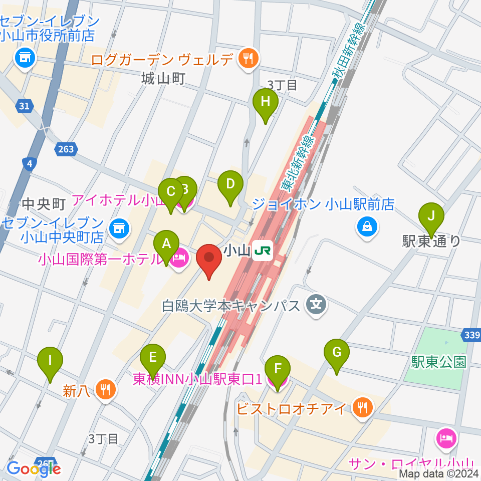 小山シネマロブレ周辺のホテル一覧地図