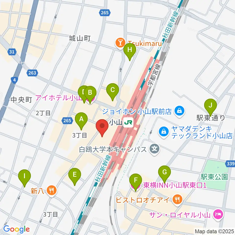 小山シネマロブレ周辺のホテル一覧地図
