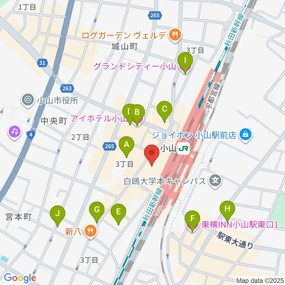 小山シネマロブレ周辺のホテル一覧地図