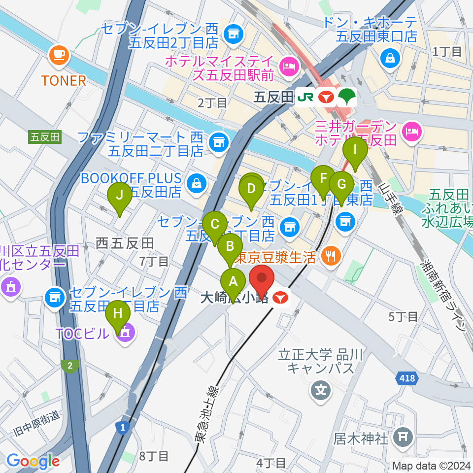 シティホール&ギャラリー五反田周辺のホテル一覧地図